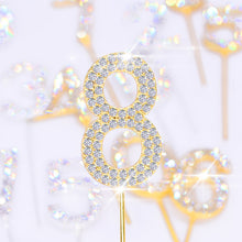 Load image into Gallery viewer, 1Pc Glitter Alloy Rhinestone Number Cake Toppers