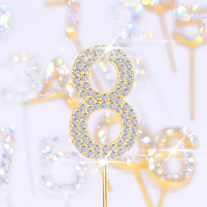 1Pc Glitter Alloy Rhinestone Number Cake Toppers