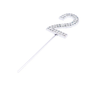 1Pc Glitter Alloy Rhinestone Number Cake Toppers