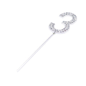 1Pc Glitter Alloy Rhinestone Number Cake Toppers