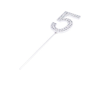 1Pc Glitter Alloy Rhinestone Number Cake Toppers
