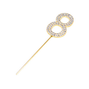 1Pc Glitter Alloy Rhinestone Number Cake Toppers