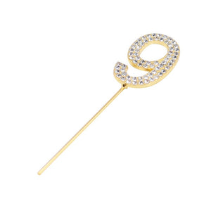 1Pc Glitter Alloy Rhinestone Number Cake Toppers