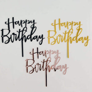 Rose Gold Silver Pink Happy Birthday Cake Decorations