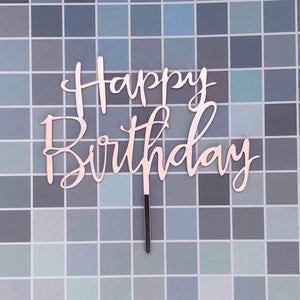 Rose Gold Silver Pink Happy Birthday Cake Decorations