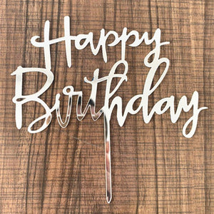 Rose Gold Silver Pink Happy Birthday Cake Decorations