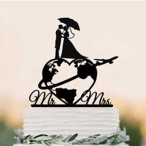 World Map Wedding Cake Topper,