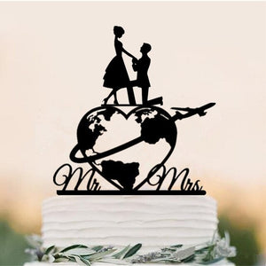 World Map Wedding Cake Topper,