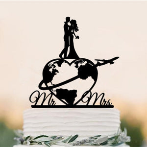 World Map Wedding Cake Topper,
