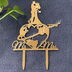 World Map Wedding Cake Topper,
