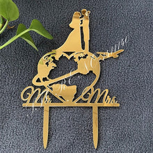 Load image into Gallery viewer, World Map Wedding Cake Topper,
