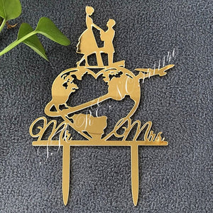 World Map Wedding Cake Topper,