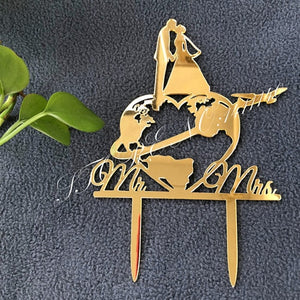 World Map Wedding Cake Topper,