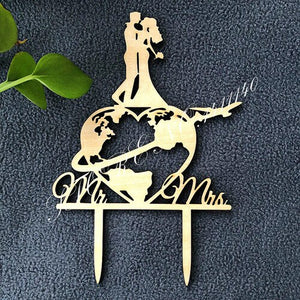World Map Wedding Cake Topper,