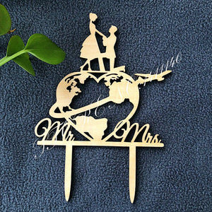 World Map Wedding Cake Topper,