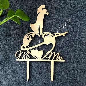 World Map Wedding Cake Topper,