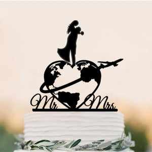 World Map Wedding Cake Topper,