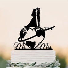 Load image into Gallery viewer, World Map Wedding Cake Topper,
