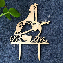Load image into Gallery viewer, World Map Wedding Cake Topper,
