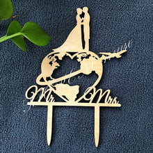 Load image into Gallery viewer, World Map Wedding Cake Topper,
