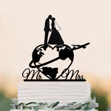 Load image into Gallery viewer, World Map Wedding Cake Topper,
