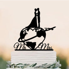 Load image into Gallery viewer, World Map Wedding Cake Topper,

