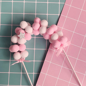 Happy Birthday Cake Topper Soft Pompom