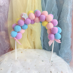 Happy Birthday Cake Topper Soft Pompom
