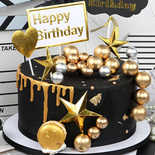 Load image into Gallery viewer, gold ball cake topper
